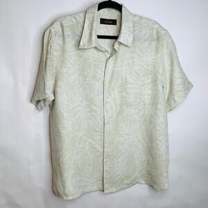 Tasso Elba Tank Palm Leaf Print Hawaiian Shirt Sz XL